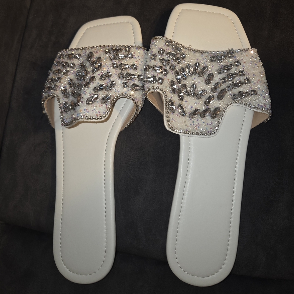 Elegant White and Silver Women's Sandals
